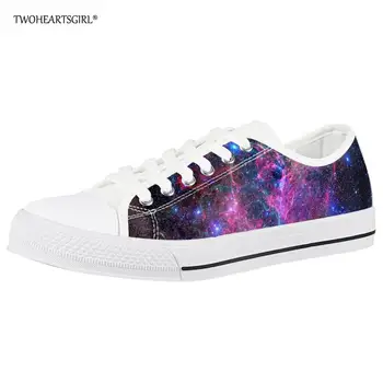 

Twoheartsgirl Multicolor Galaxy Star Space Vulcanize Shoes Low Top Women's Canvas Shoes Classic Female Ladies Flats
