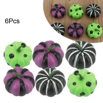 

6Pcs/Set Halloween Artificial Pumpkins Tree Baubles Home Decorations Props Thanksgiving Fall Decoration