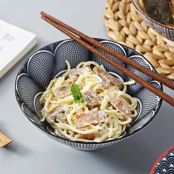 

Japanese Style Ramen Bowl for Pasta Salad Soup Noodles Cereals Ceramic Bowl Microwave Dishwasher Safe Easy to clean Stackable