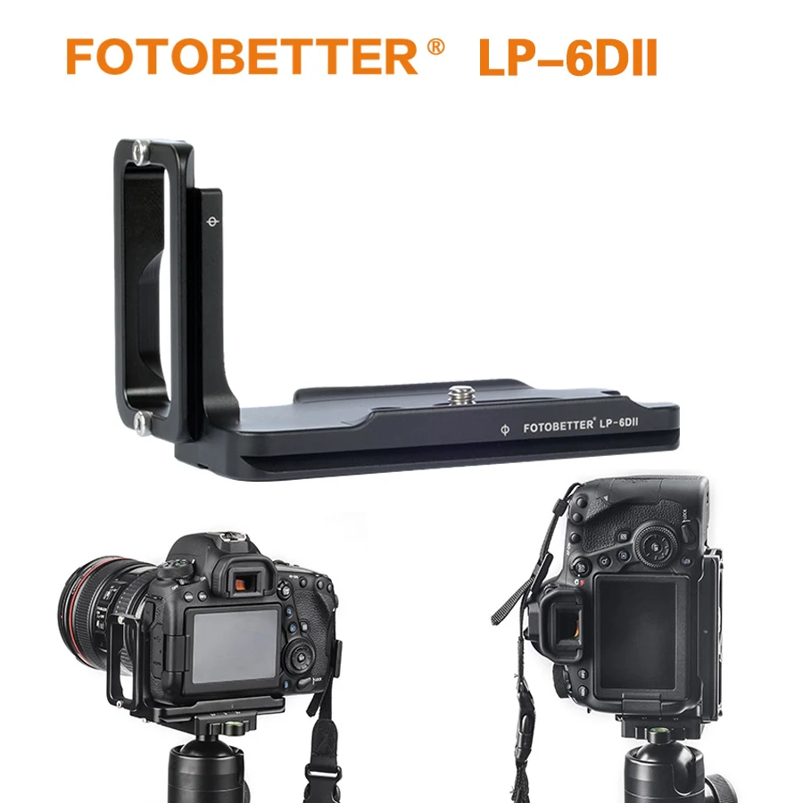 FOTOBETTER LP-6DII Dedicated L Bracket Quick Release Vertical Shoot QR L Plate Camera Holder for Canon 6D Mark II 6D2 Camera Body Arca-Swiss RRS Benro Sirui Compatible Replaces Sunwayfoto PCL6Dii