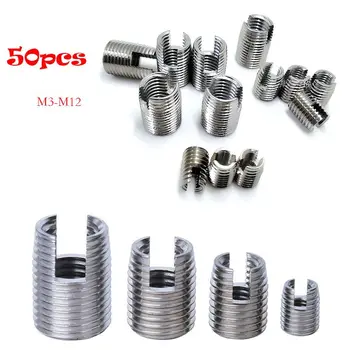 

50pcs Stainless Steel Thread Repair Insert Kit Helical Self Tapping Thread Insert Slotted Screw M3 M4 M5 M6 M8 M10 M12