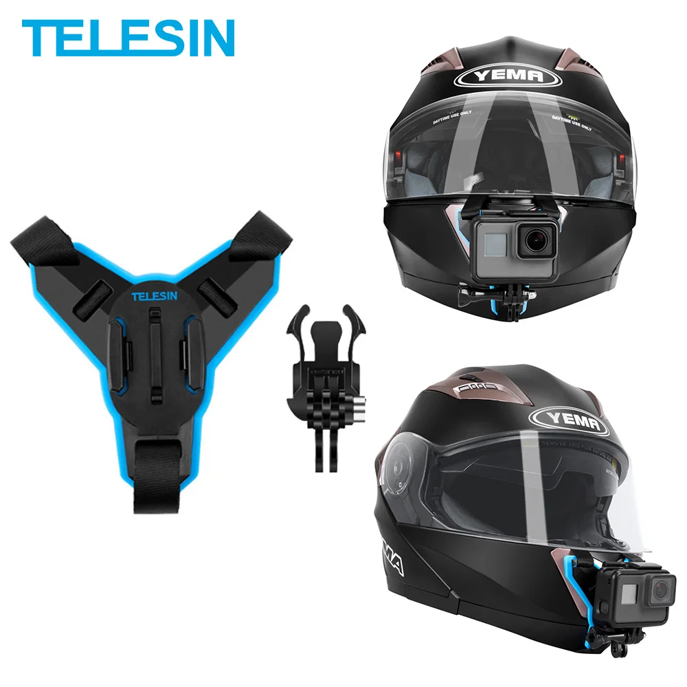 Telesin Camera D Action Pour Casque De Moto Fixation Avant Sur Le Menton Pour Gopro Hero 10 9 8 7 6 Accessoires Osmo Action Insta360 Aliexpress