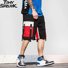 Летняя одежда в стиле «хип-хоп» и перевозки грузов короткие уличная в стиле Харадзюку для бега трусцой, Для мужчин в стиле хип-хоп, короткие брюки с несколькими карманами хлопковые Hipster лента