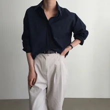 2020 Spring Blouse Women White Cotton Minimalist Shirts Long Sleeve Shirt Concise Style Lapel Office Lady Shirt Streetwear Tops