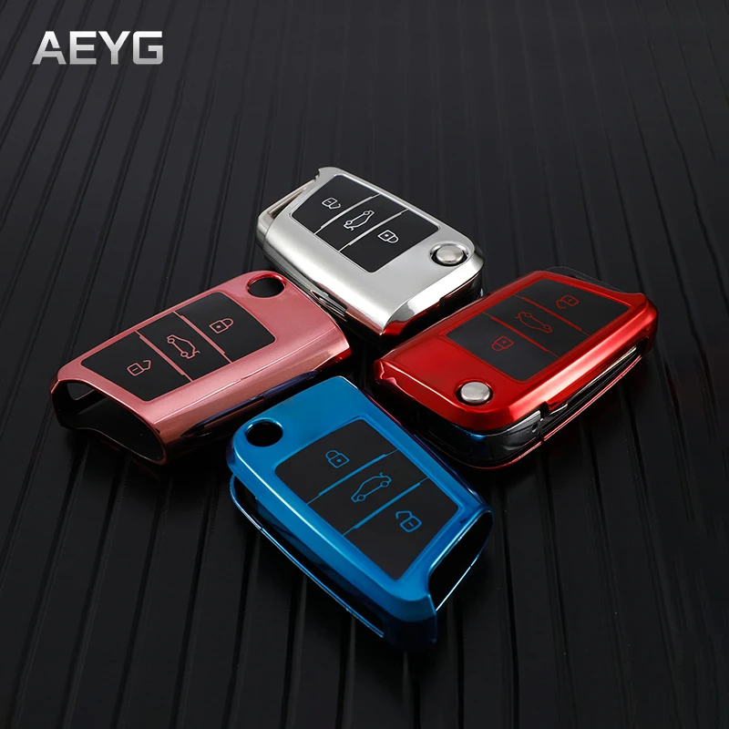 

TPU Car Key Case Cover Shell Fob For VW Volkswagen Golf 7 MK7 Tiguan MK2 For Seat Ibiza Leon FR 2 Ateca Altea For Skoda Shell