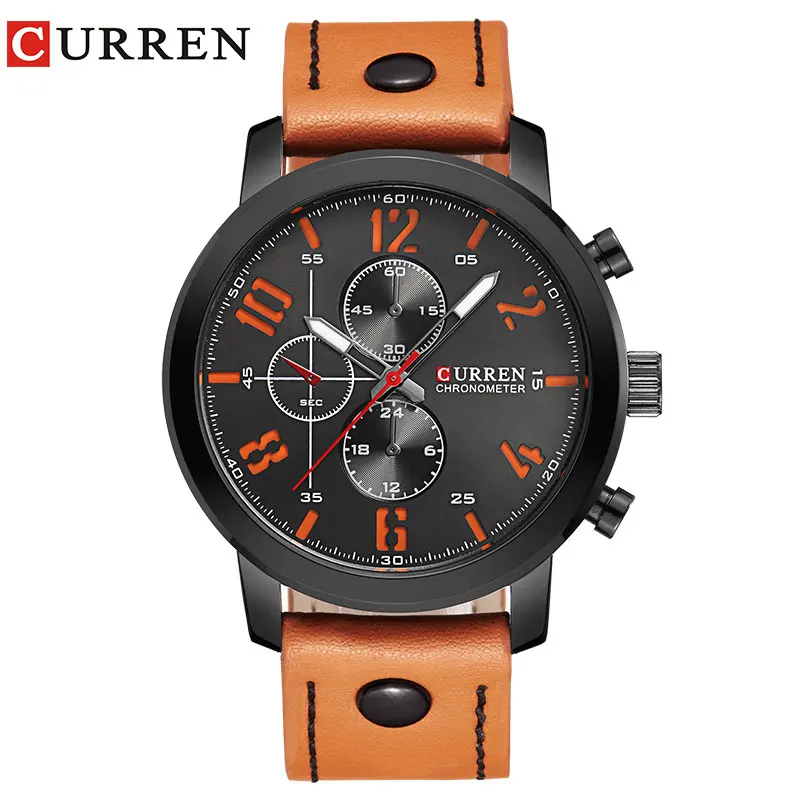 Curren 8192 Men Watch Sport Waterproof Fashion Wristwatch Montre Homme Genuine Leather Relojes Hombre Quartz Male Business Watch enlarge