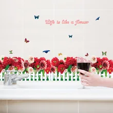 Sk7002 красная Хризантема забор плинтус вход витрина спальня гостиная фон украшения настенные наклейки