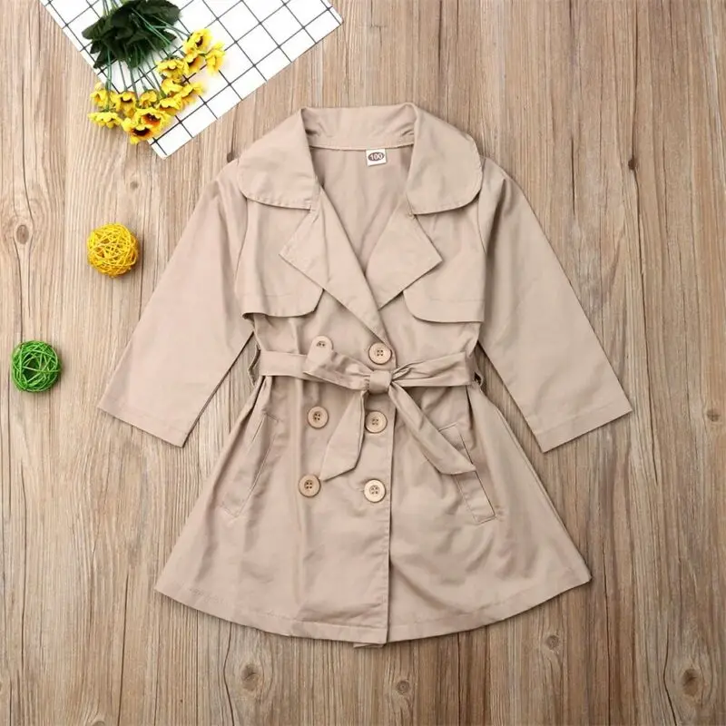  2019 Autumn Winter Baby Kid Girl Trench Coat Outwear Overcoat Fashion Long Sleeve Casual Trench Gir