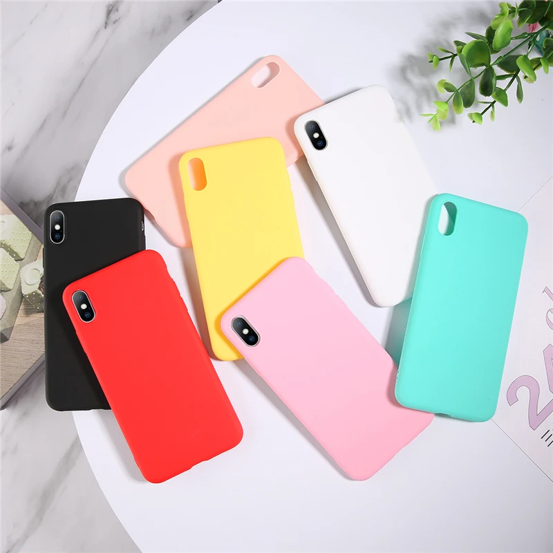 

Ottwn Plain Color Phone Cases For iphone X XS MAX XR 6 6S 7 8 Plus Fashion Glossy Soft Silicone TPU Phone Back Case Cover Shells