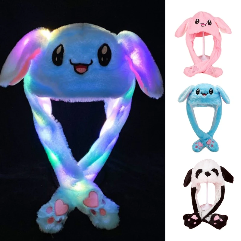 Animal Hat Moving Ears Adults Bunny Hat Moving Ears Hat Luminous Movable Ears Skullies