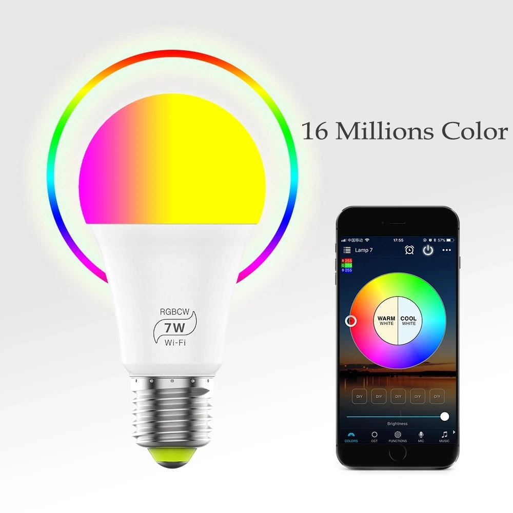 Светодиодные лампы E27 RGBW 7 Вт 9 12 15 18 110 В 220 сменные цветные светодиодные RGB с