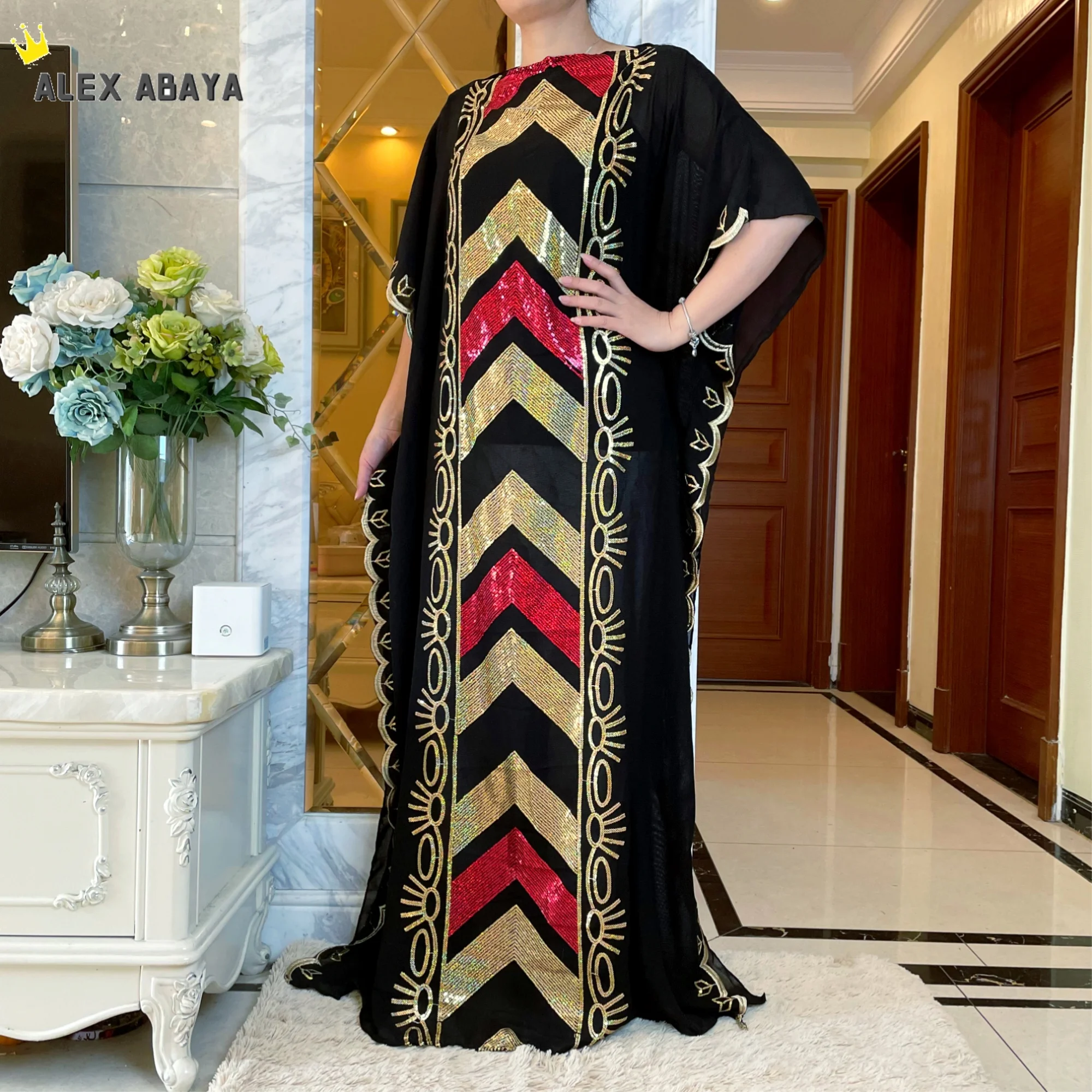 New Arabic Dress Dubai Abaya Muslim Dress For Women Bangladesh Black Sequin Embroidery Dresses Moroccan Kaftan Turkish Pakistan