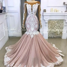 Длинное вечернее платье сексуальное вечернее платье из шифона русалка с длинными рукавами кружева в африканском стиле Для женщин Вечернее Для женщин вечерние платья