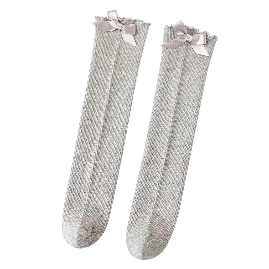 Детские носки однотонные Нескользящие вязаные длинные носки для маленьких девочек и мальчиков Гольфы хлопковые носки принцессы для девочек на осень-зиму C810