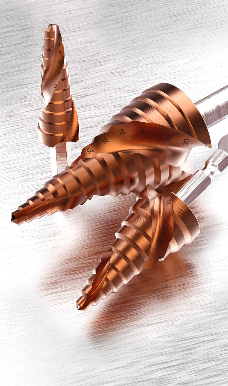 XMEIFEITS Step Drill Triangle Handle HSS Spiral Groove Pagoda Step Drill Multi Function Shaped Center Drill Bit Accessories Drill Bit 4 32 20 12mm
