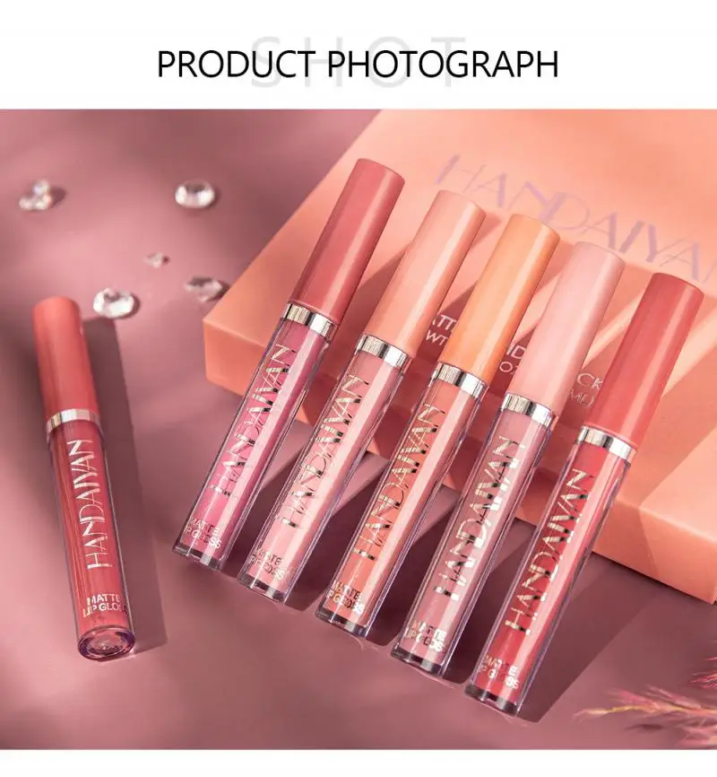12 Color Matte Lip Gloss Waterproof Non-stick Cup Natural Moisturizing Lip Glaze Quick-drying Velvet Lasting Non-fading Lipstick