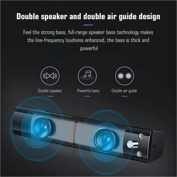 

Computer Speaker Portable Home Subwoofer LED Indicator Volume Control USB Powered Dual Channel Office Audio Player Stereo Sound