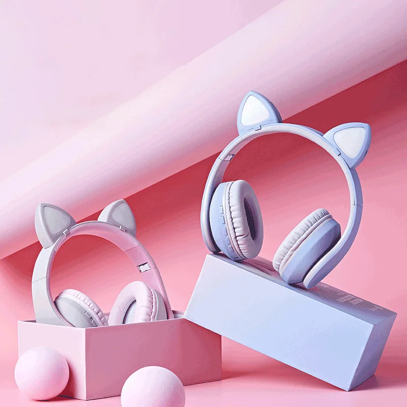 Новое поступление светодиодный наушники кошачьи уши 7 1 объемный звук Bluetooth 5 0