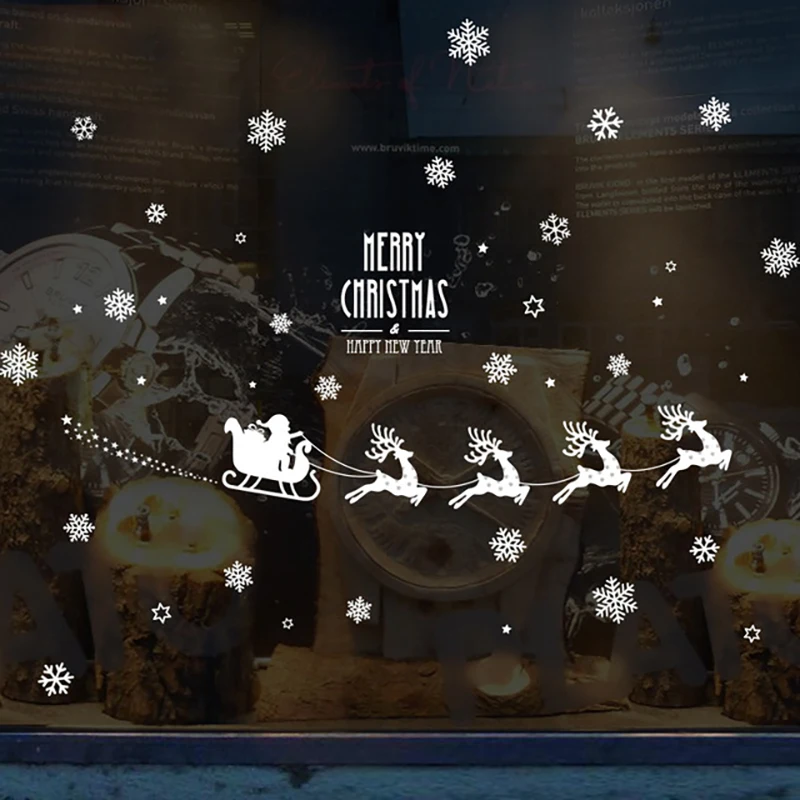 

New Year Shop Glass Window Sticker Merry Christmas Snowflake Wall Stickers Removable Vinyl Decal Mural for Home Window Stickers