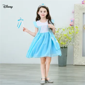 

Disney Halloween Ice Princess Flower Dress Aisha Girls Dress Children Summer Sweet Fashion Dress