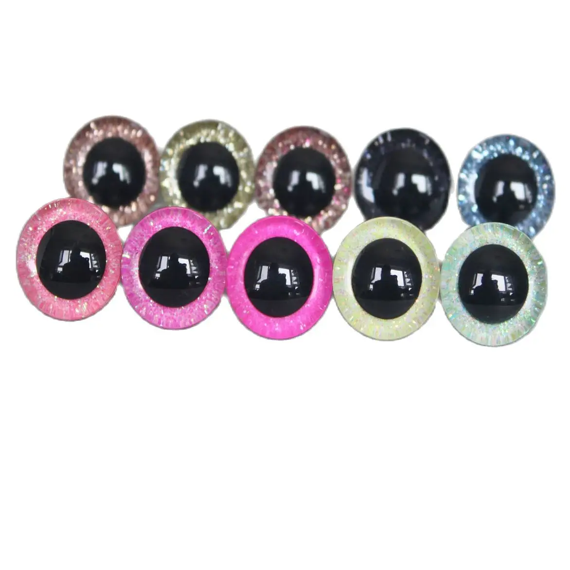 10pairs BLING EYEYS 18mm 20mm 30mm 40mm 50mm 60mm round clear toy safety  glitter eyes with glitter fabric with hard washer C11