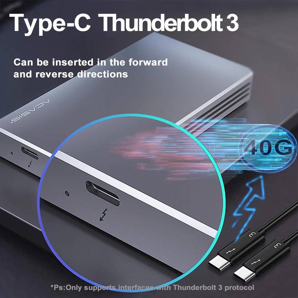 Acasis Thunderbolt 3 NVME M.2 SSD Enclosure, Lightweight Aluminum