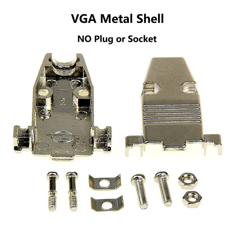 Metal Shell VGA сварочный Разъем DB15 штекер/гнездо металлический корпус комплект 3 ряда 15 Pin последовательный порт разъем D-SUB15 адаптеры - Цвет: Metal Shell