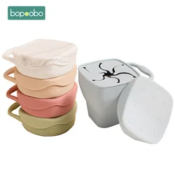 Gobelets à collation en Silicone pour bébés, anti déversement, Portable, pliable, avec couvercles, réservoir de stockage des aliments pour bébés 