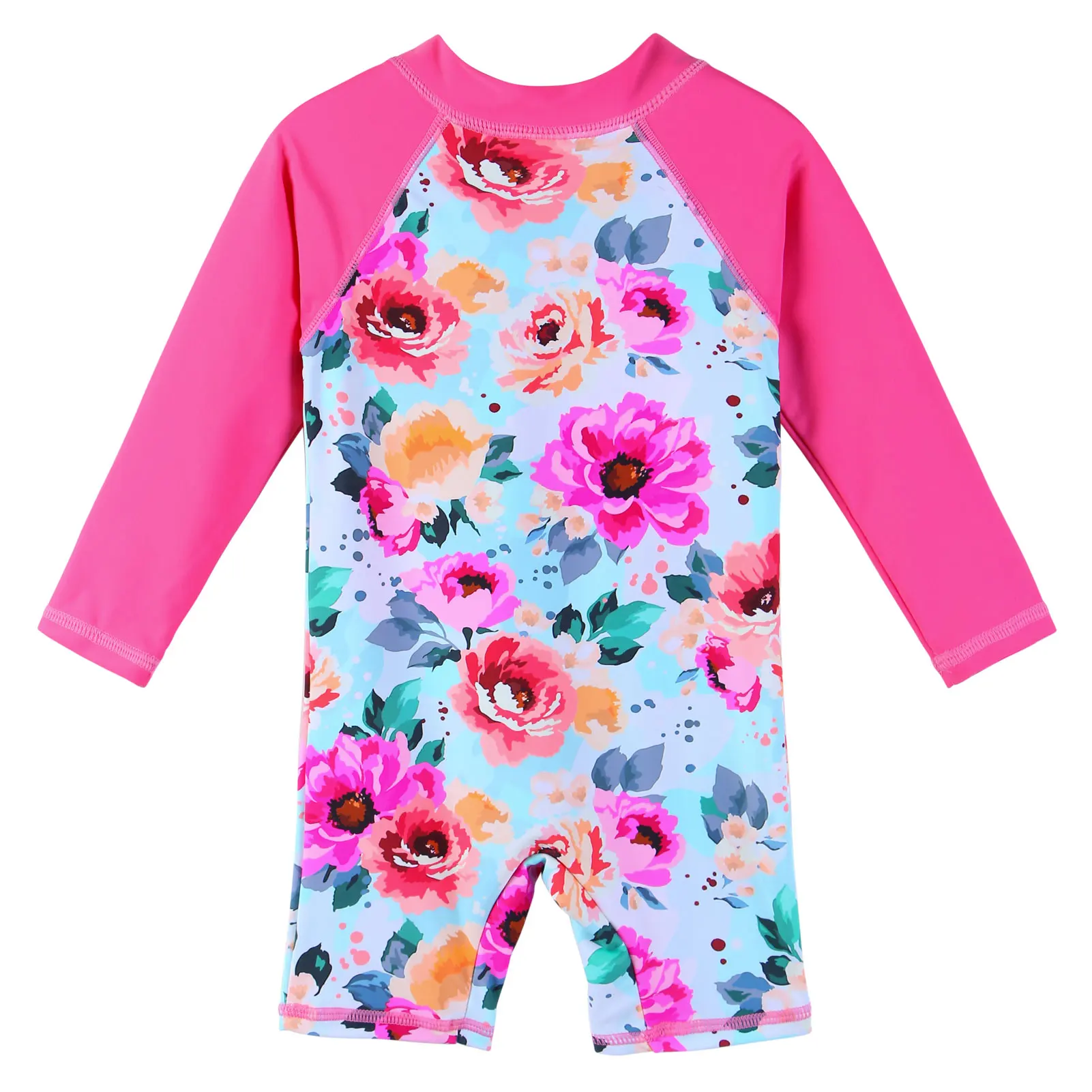 One Piece Swimsuit Children Swimsuit Toddler Girls Swimsuit Floral Print Swimwear One Piece Long Sleeve Bathing Suit with Pants Children Beachwear