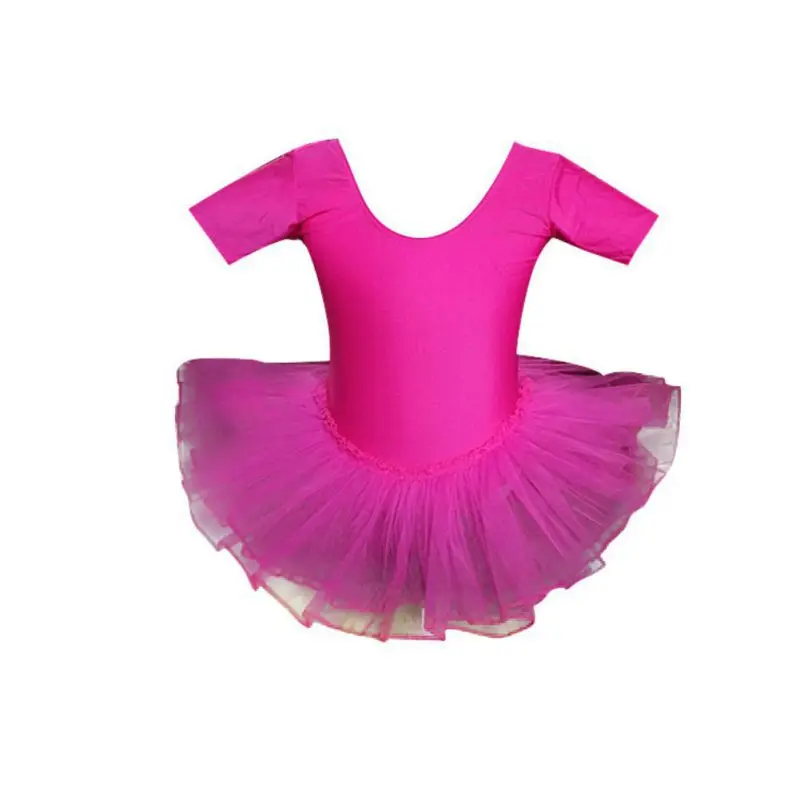 Осень Новые детские для девочек танцевальное бальное платье короткий рукав с юбкой-пачкой из сетки на практике, одежда для шоу «маленький лебедь» Одежда для танцев, балета Платье