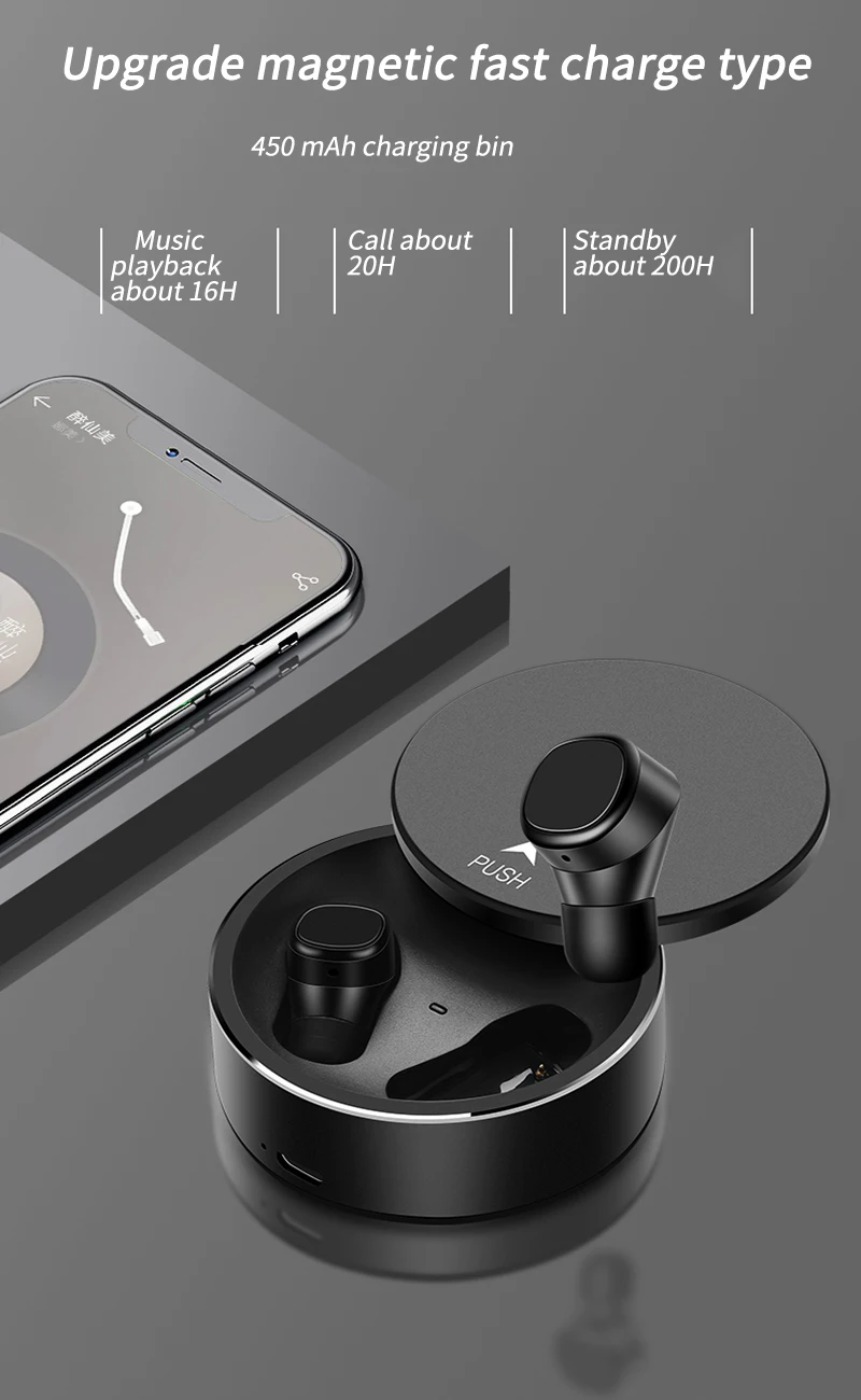 Беспроводные наушники Bluetooth 5,0 с активным шумоподавлением, бинауральное зарядное устройство, чтобы наслаждаться беспроводной зарядкой TWS07