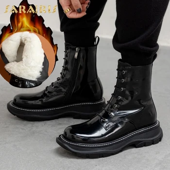 

Sarairis Brand New 2020 Ankle Boots Woman Shoes Platform Zipper British Style INS Trendy Fashion Warm Plush Winter Booties
