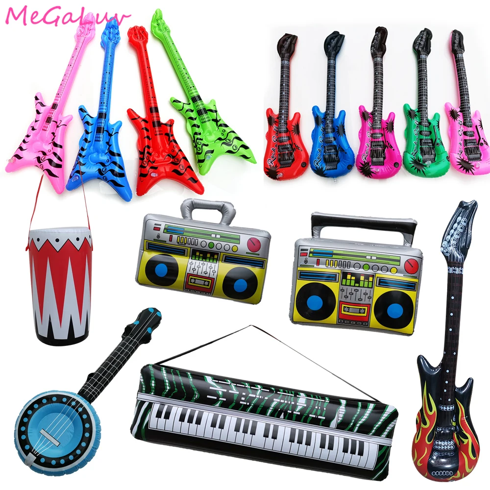 Inflatable Pvc Guitar Microphone Saxophone Balloon Musical Instrument Children's Toy | Дом и сад
