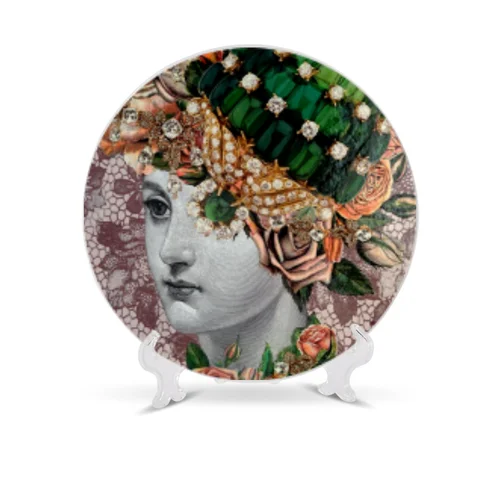 Флора Lina лицевая пластина винтажная иллюстрация подвесная декоративная тарелка керамическая круглая голова человека и Цветочная тарелка - Цвет: N24