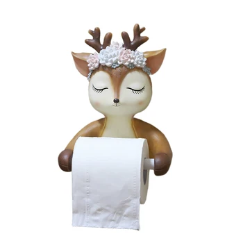

Figurine Cartoon Animal Space Saving Wall Mounted Home Accessories Bathroom Storage Toilet Cute Resin Washroom Roll Paper Holder
