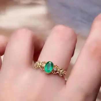 

Natural emerald Ring fashionable gem quality 18K Gold 4X6mm