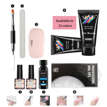 

SKVP 8pcs Poly Gel Kit With UV LED Lamp Varnish Nail Polish Art Kit Quick Building Jelly Nails Extensions Jelly Gel Polygel Set