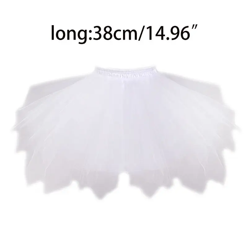 Women 4 Layer Elastic Drawstring Waist Underskirt Solid Color Short Petticoat Soft Tulle Mesh Puffy Tutu Skirt for Wedding Dress