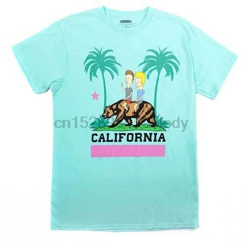 

BEAVIS AND BUTTHEAD CALIFORNIA T-SHIRT LIGHT GREEN MENS RETRO 90S CARTOON TV TEE