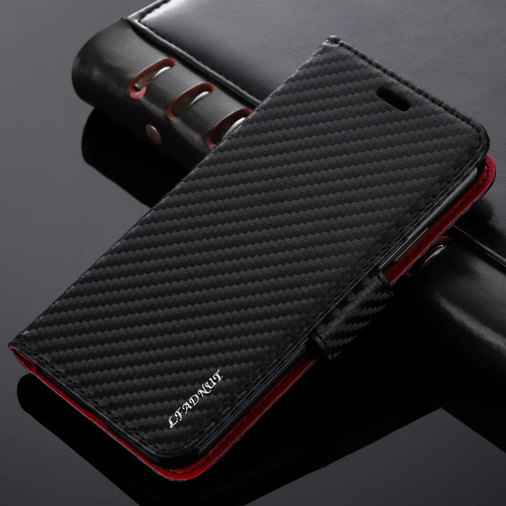

LAPOPNUT for Samsung Galaxy S10 Plus S9 S8 Note 9 10 S10e S7 Edge Buckle Flip Wallet Leather Kickstand Cabon Fiber Cover Case