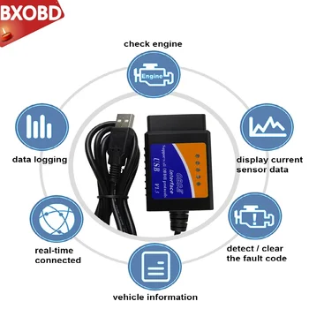 

PIC18F 25K80 Chip ELM327 USB V1.5 Diagnostic Scanner Auto Code Reader For Most OBD2 OBDII Protocols ELM 327 1.5