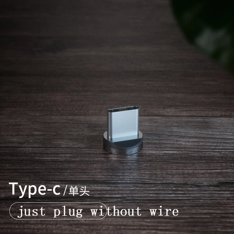 Светодиодный зарядный кабель с магнитным разъемом USB для Micro iphone type C, светящийся провод для передачи данных для iphone Samaung huawei Micro Kable - Цвет: only Type C Plug