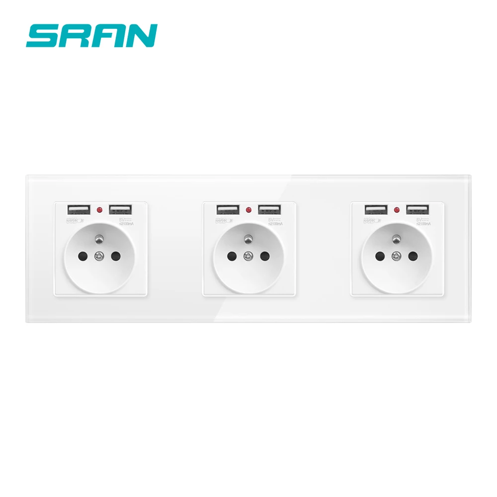 Французская стандартная настенная розетка с USB разъемом 2/3/4/5 панель из