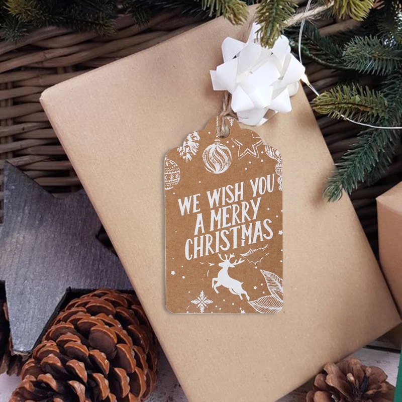 50pcs christmas decorations paper cards xmas merry christmas decor for home scrapbooking Navidad label noel tag natal new year