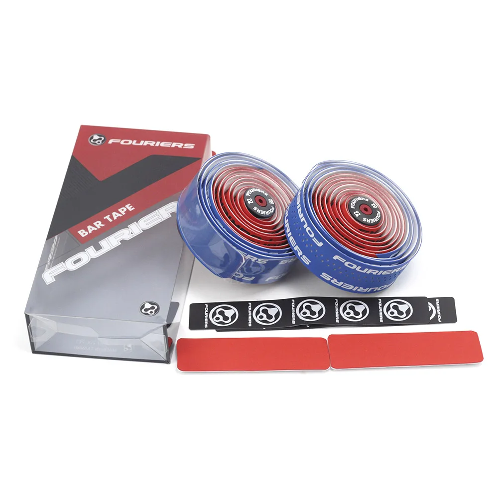 red blue Dual Color Tape Bicycle Drop Handlebar Wraps PU Fixed Gear Road Bike Handle Bar Double Shot Tapes Belt - Color: red blue