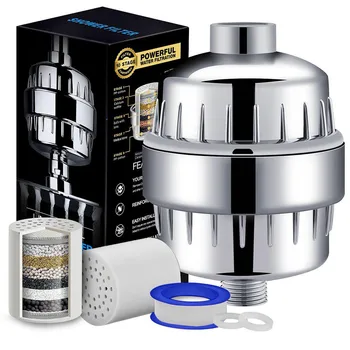 

Stage Shower Head Water Filter Softener Removes Chlorine with 2 Cartridges Bathroom Showers Filter Sprayer Head Shower Head