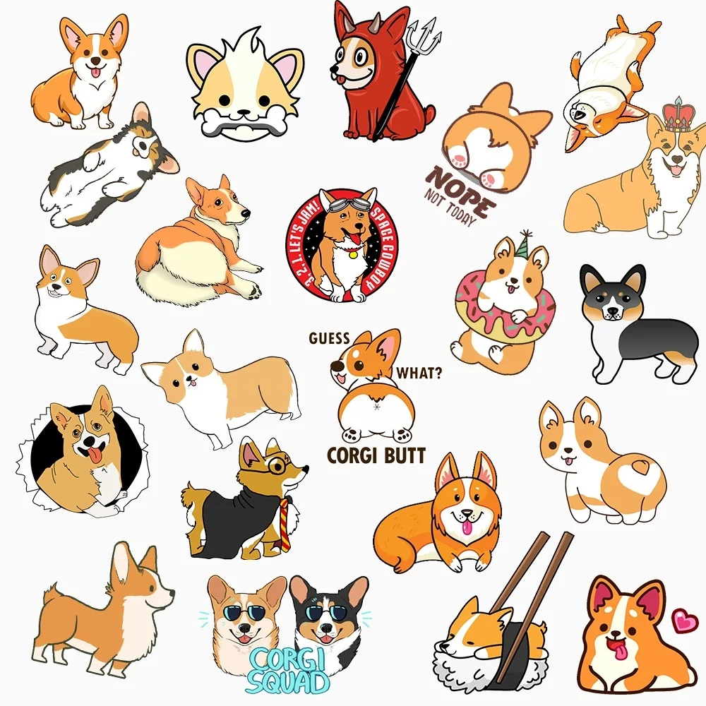 50pcs Cute Husky Corgi Pet Dog Graffiti Stickers For Chidren Toy Waterproof Sticker to DIY Suitcase Laptop Bicycle Car Decals