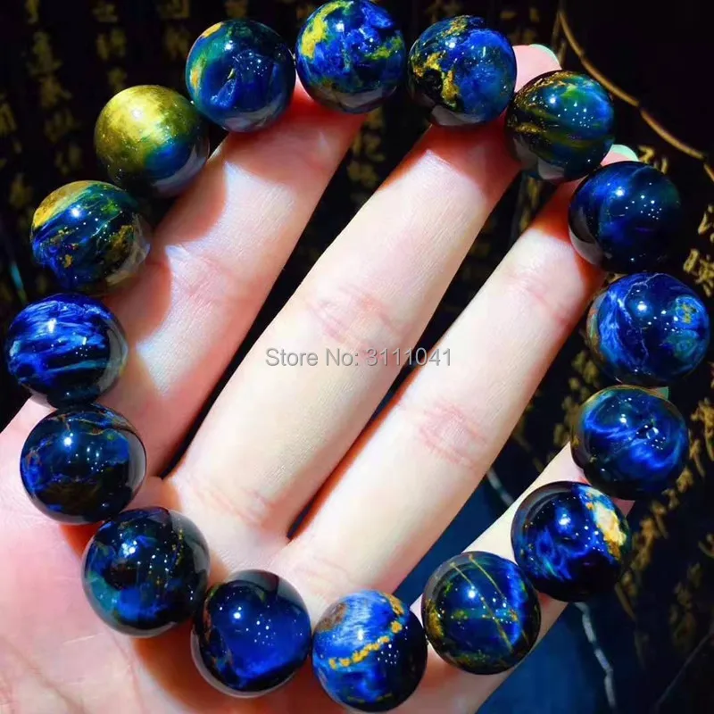 Синий/желтый камень Pietersite круглый 8-16 мм браслет 7,5 дюймов FPPJ бусины природа AA