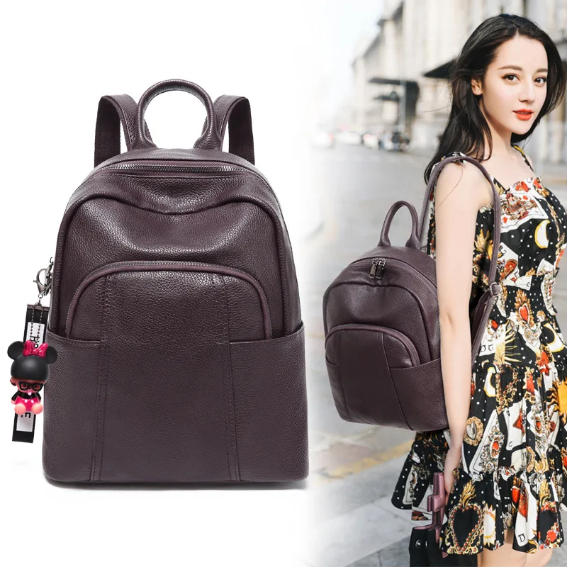 

Retro Soft Leather Backpack Women's 2019 Autumn New Arrival-Style Anti-Theft Backpack Large-Volume Diaper Bag Travel Bag