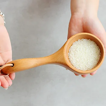 

Creative Japanese-Style Kitchen Portable Wooden Rice Spoon Water Scoop Bath Water Spoon Utensils Tool Multi-Function Measuring